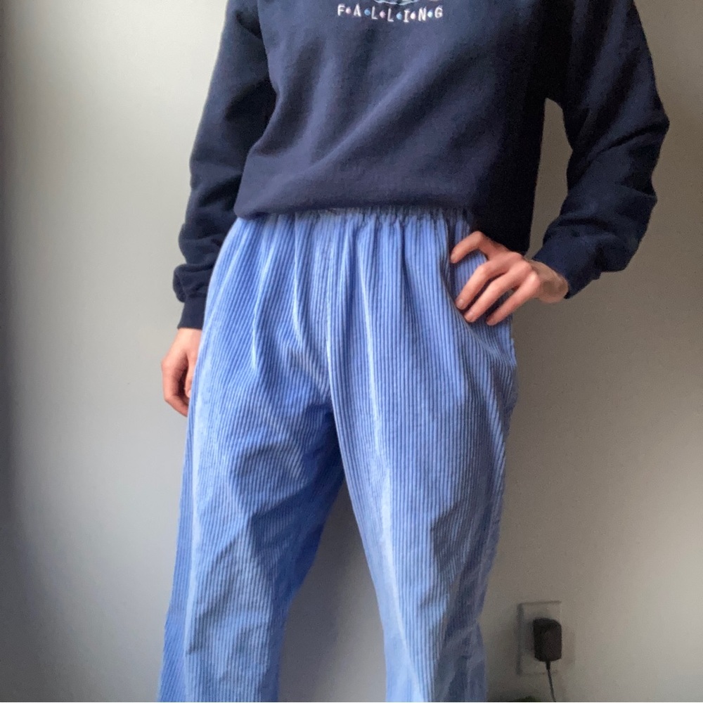 Pastel Blue Corduroy Baggy Pants